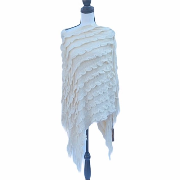 MAX SPORT RIPPLE FRINGE SWEATER-PONCHO BOHO STYLE - Picture 3 of 9